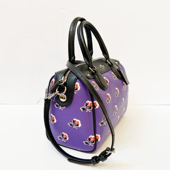Coach Mini Bennett Top Zip Satchel Shoulder Crossbody Bag Purple Multi - Picture 9 of 15